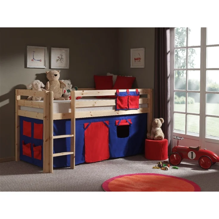 Kinderbett Karolina 210x114x106 Massivholz Natur Textilset Domino – Bild 2