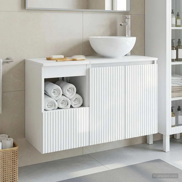 vidaXL Badezimmerschrank-Set 2 stk. Hochglanz Weiß 79,5 x 41 x 80 cm 3404038 – Bild 1
