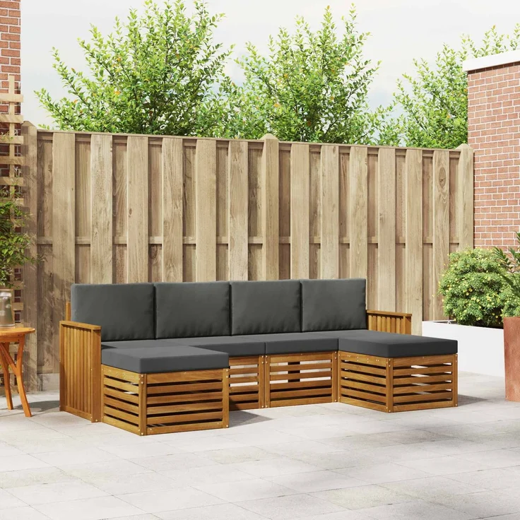 vidaXL Outdoor-Sofagarnitur 6 stk. 6-Sitzer Natur und Anthrazit 3375247 – Bild 1