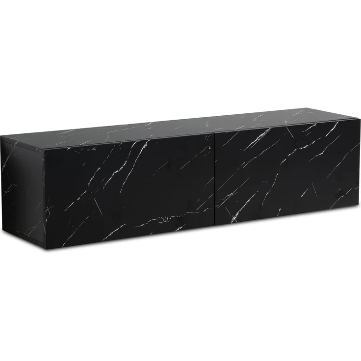 FINEBUY Lowboard FB58626 (Marmor-Optik Schwarz 120x30x30 cm mit zwei Türen), TV-Kommode Hoch, TV-Schrank Modern, Fernsehtisch – Bild 6