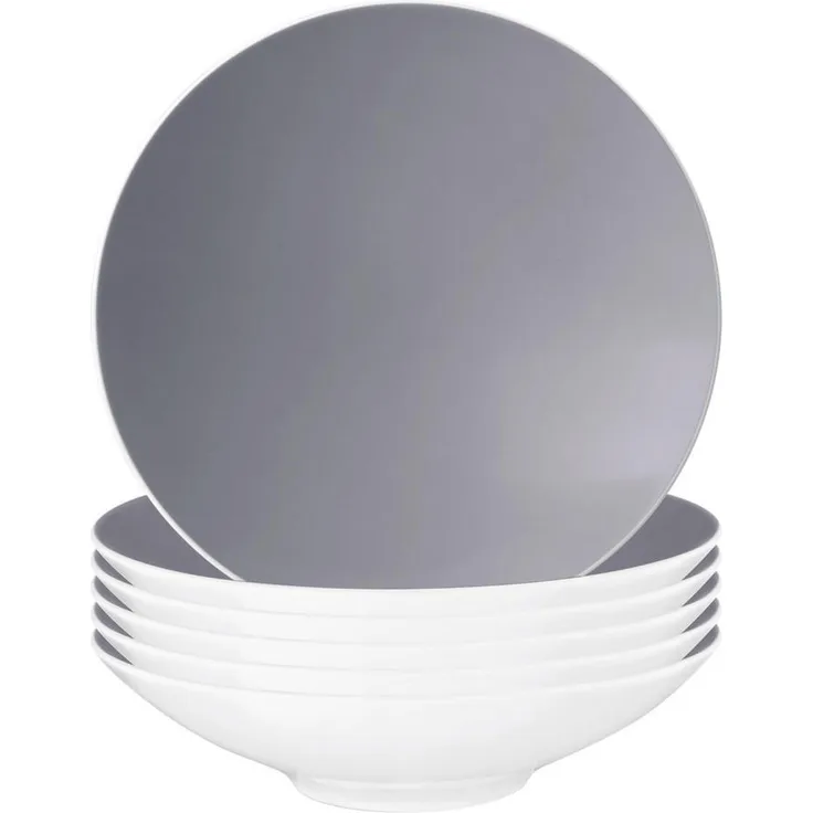 Seltmann Weiden Life Fashion Suppenteller, grau, Ø 23,3 cm, spülmaschinenfest, mikrowellengeeignet, ofenfest, 6er Set