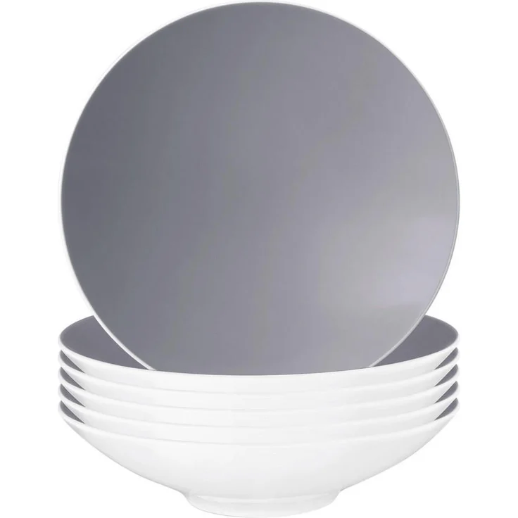 Seltmann Weiden Life Fashion Suppenteller, grau, Ø 23,3 cm, spülmaschinenfest, mikrowellengeeignet, ofenfest, 6er Set
