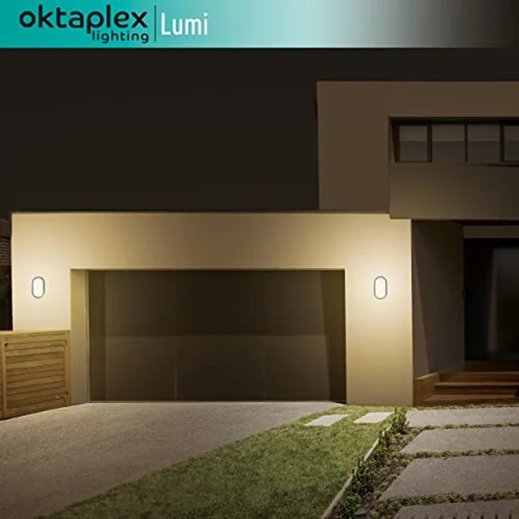 Oktaplex lighting Oval Lumi 10W LED Kellerlampe, IP54, 800 Lm warmweiß 3000K, Außenleuchte in Anthrazit – Bild 5