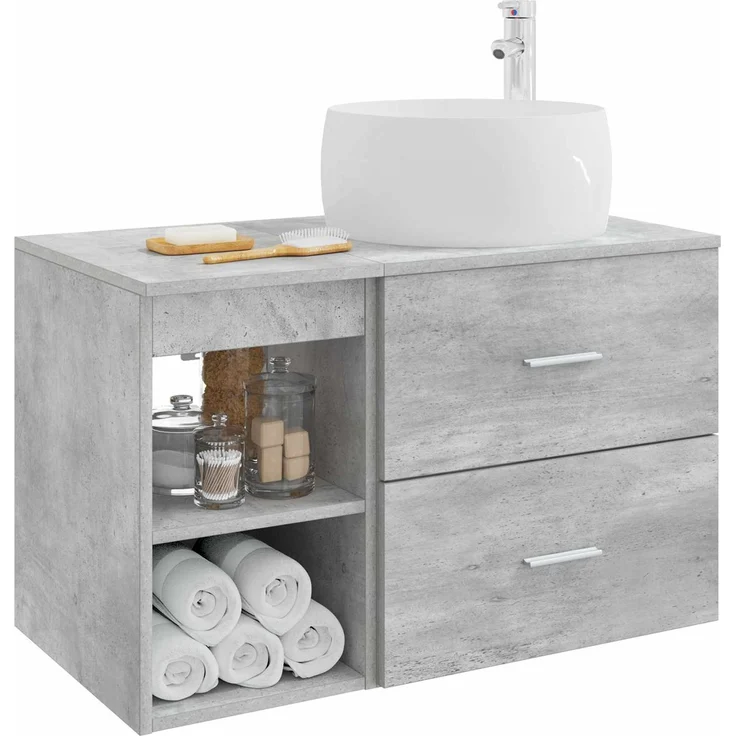 vidaXL Wandmontiertes Badezimmermöbel-Set 2 stk. Betongrau 3403923 – Bild 3