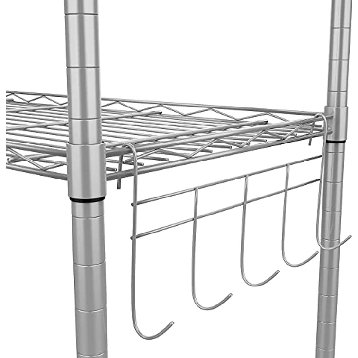 Himimi 6 Etagen Standregal Metallregal Küchenregal Badezimmerregal verchromtes Regal mit Seitenhaken und verstellbare Ablagen 54 x 29 x 160 cm, Silber – Bild 11