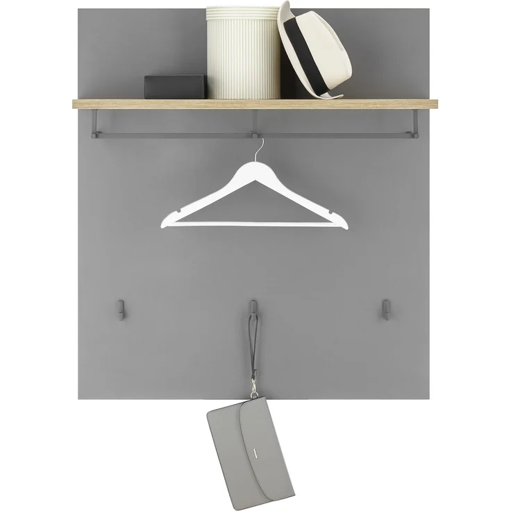 Garderobenpaneel >Melisande< in Grau matt - 85x95x27cm (BxHxT) – Bild 2