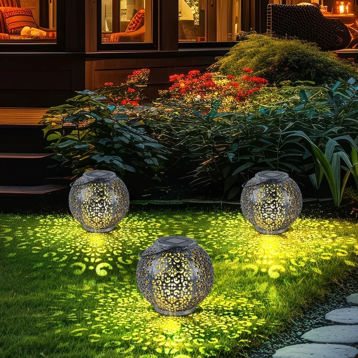 2x LED Solarleuchte, Kunststoff, Hängeleuchte, H 17 cm – Bild 4