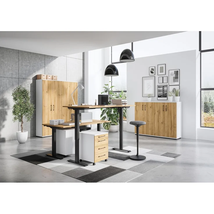 Germania Aktenschrank 4247-559 GW-Profi, in Weiß/Grandson-Eiche-Nb, mit Metallgriffen, 80 x 123 x 40 cm (BxHxT) – Bild 2