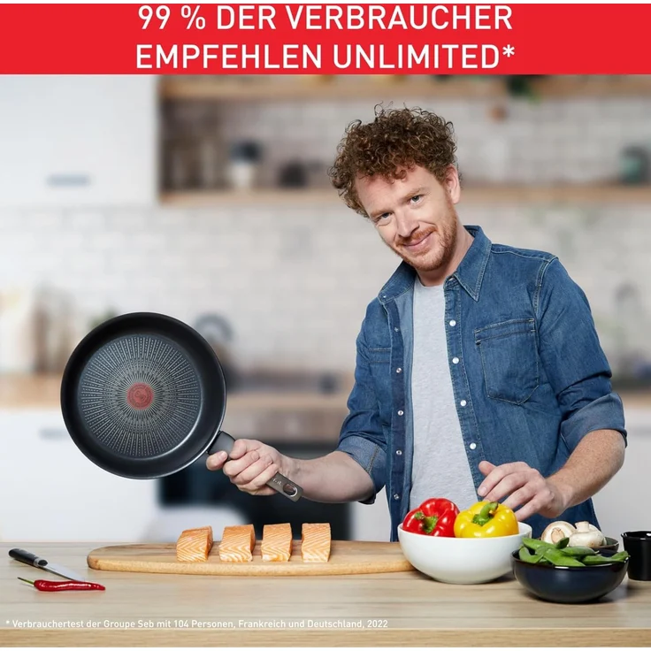 Tefal G25919 Unlimited On Wokpfanne | 28 cm | mit kratzfester Titanium Antihaft-Beschichtung | Thermo-Signal | PFOA-frei | geeignet für alle Herdarten, auch für Induktionsherde | schwarz – Bild 6