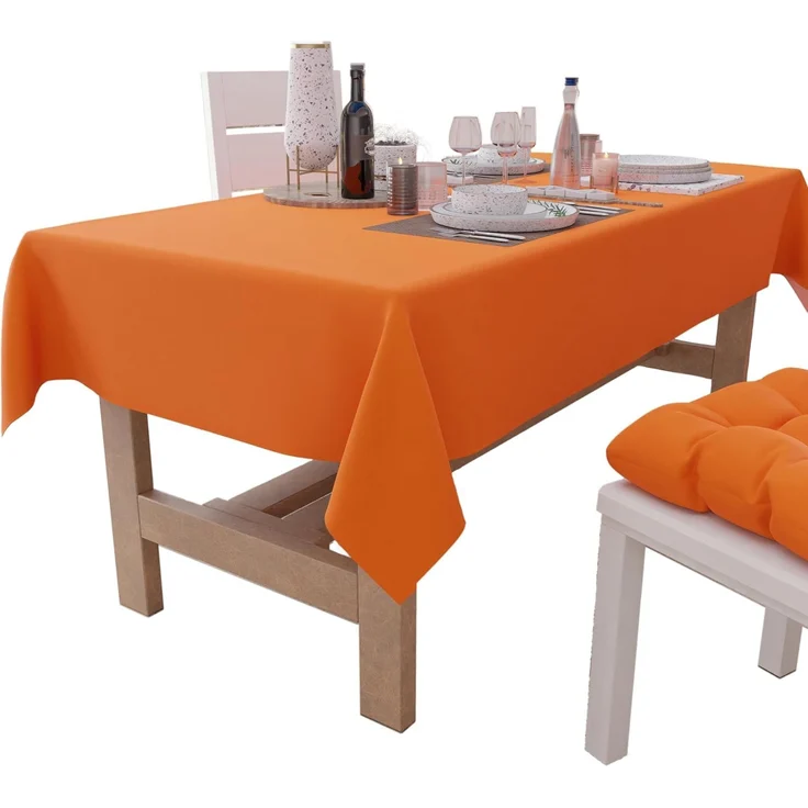 PETTI Artigiani Italiani - Tischdecke, Tischdecke, Küchentischdecke, Baumwolle, einfarbig, Orange, 6 Sitzplätze (140x180 cm), 100% Made in Italy