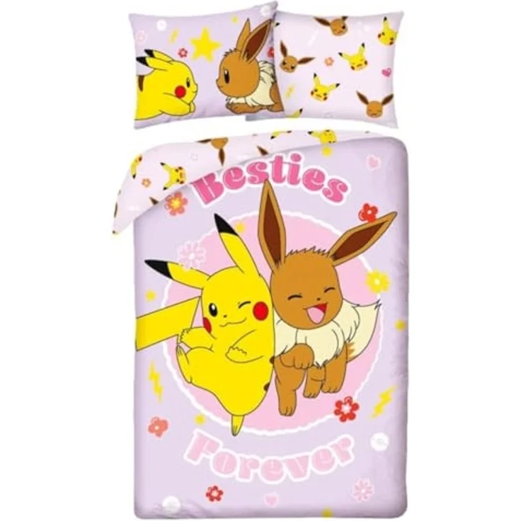 Pokémon Bettwäsche Set aus Mikrofaser Bettdeckenbezug 140 × 200 cm mit 70 × 90 cm Kissenbezug – Bild 1