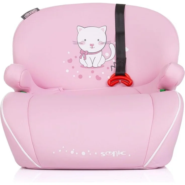 Chipolino Kindersitz, Sitzerhöhung Sonic Isofix, i-Size, 125-150 cm, Armlehne rosa weiß – Bild 3