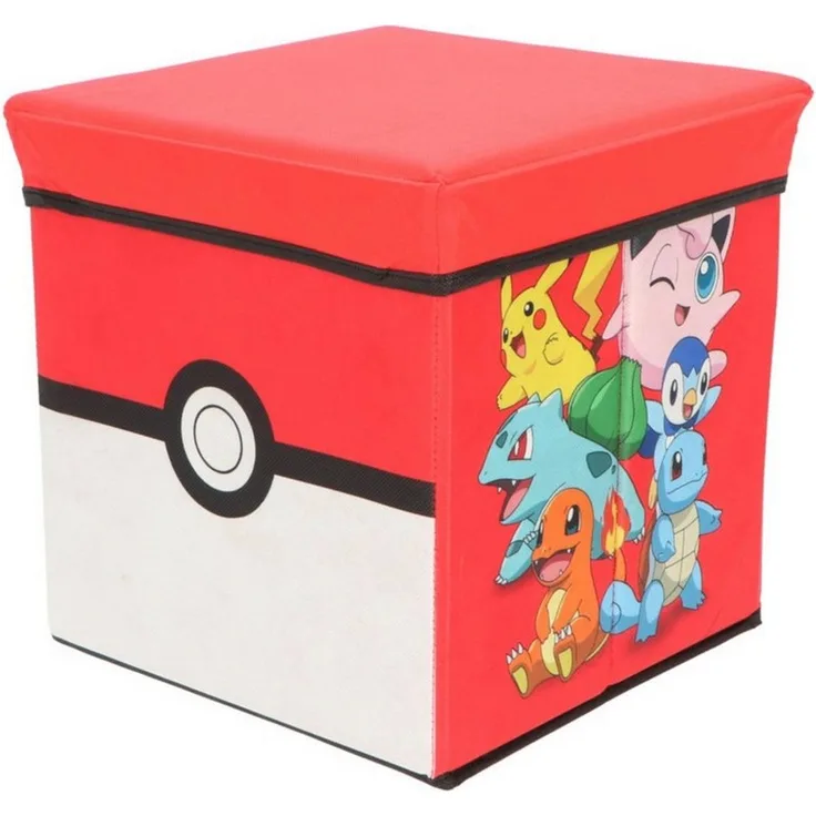 Halantex Sitzhocker Pokemon Sitz Hocker Sitzwürfel Stauraum Aufbewahrungsbox, Spielzeugkiste Pikachu