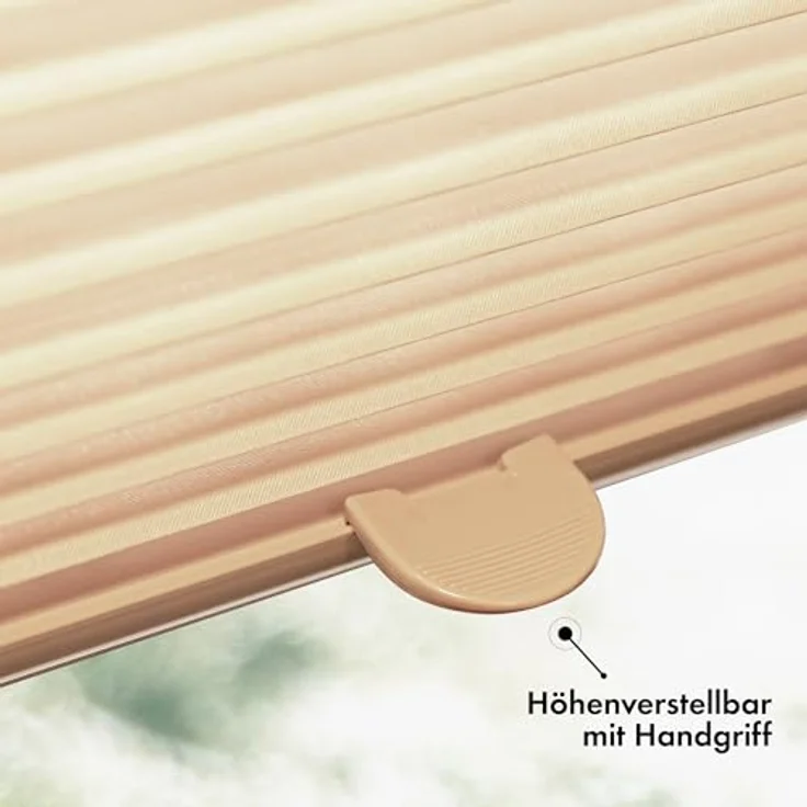 Sonello Plissee Klemmfix ohne Bohren 75cm x 220cm Beige Faltrollo Plisseerollo Jalousie für Tür & Fenster Blickdicht Sichtschutz Sonnenschutz Fertifplissee Rollo – Bild 6