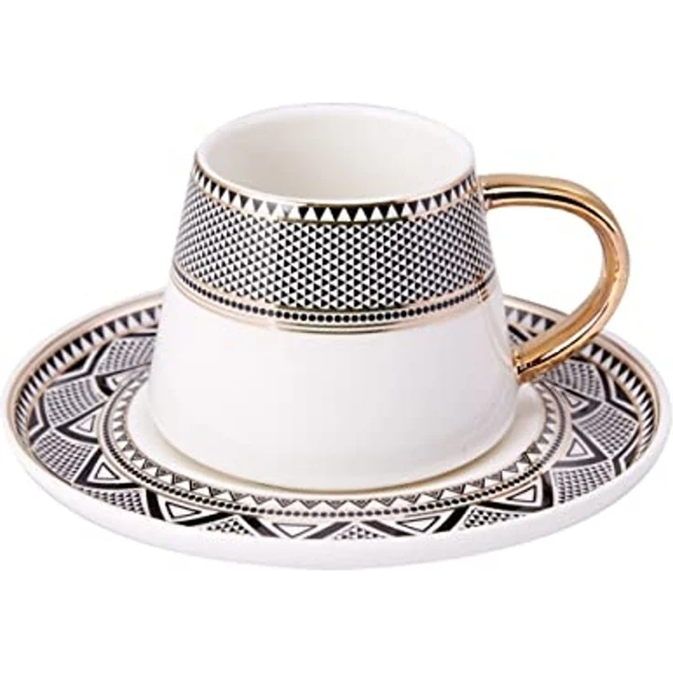 Karaca Kaffeeservice Karaca Globe 80 ml Kaffeetasse mit Untertasse Set 2 Personen, Schwarz – Bild 6