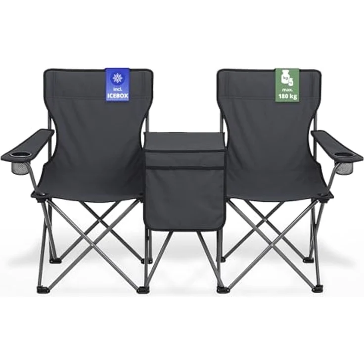 Stagecaptain Campingstuhl CS-1485 Doppelsitzer Camping Klappstuhl faltbar, Faltstuhl mit integrierter Kühltasche – Bild 1