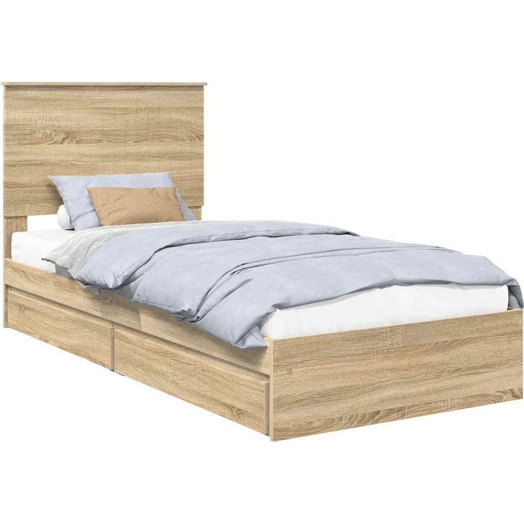 vidaXL Aufbewahrungsbett Sonoma-Eiche 90 x 200 cm Holzwerkstoff 3411245 – Bild 1