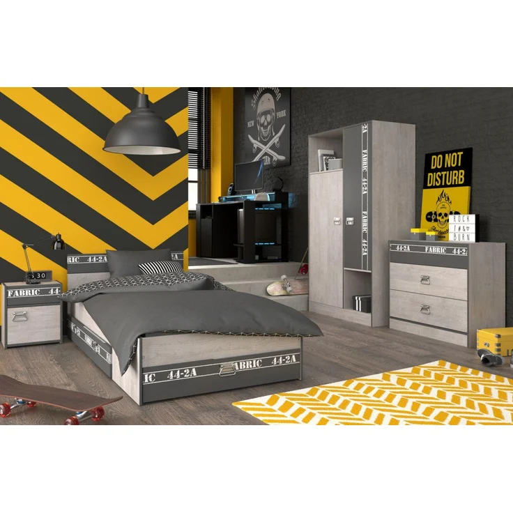 Parisot Kinderzimmer Fabric in Esche grau und schwarz Jugendzimmer Set 5-tlg. – Bild 4