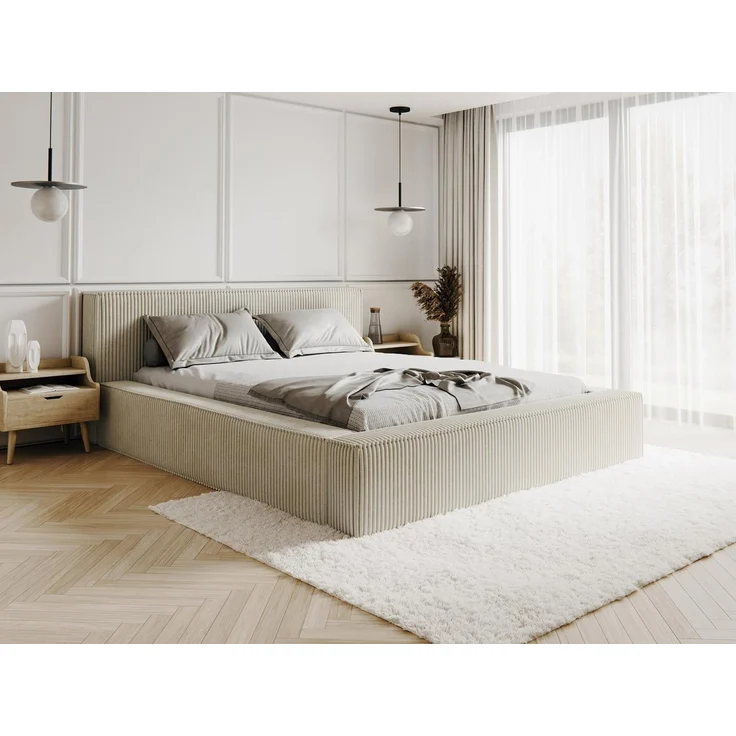Compleo Polsterbett CORD mit Stauraum ASTA, Modern design, Doppelbett mit Kopfstütze – Bild 1