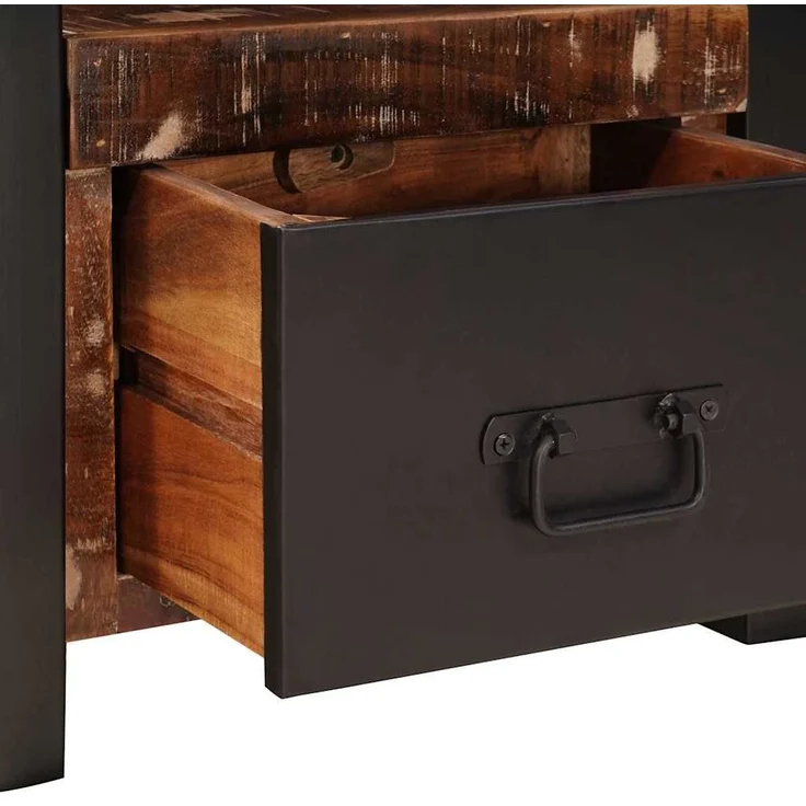 vidaXL Ankleidehaken mit Regal Mehrfarbig Massives upgecyceltes Holz 4015986 – Bild 9