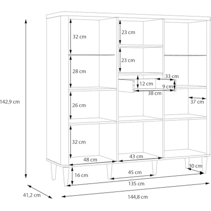 FORTE Vitrine Lacetti B/H/T 144,8/142,9/41,2 cm, Echtholzfüße – Bild 7