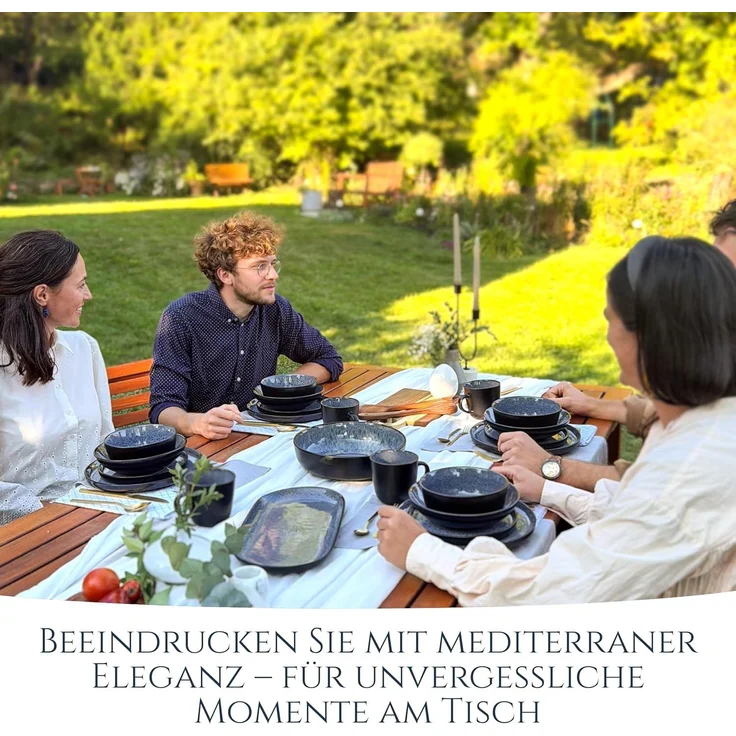 Steingut Servier Teller Groß Ibiza TESTSIEGER, Traumhafte Mediterrane Steingut Servierplatte, Serving Plate Oval, Servierteller Groß - Pure Living in Grau – Bild 8