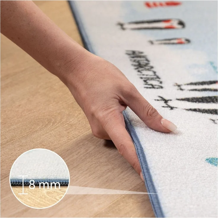 SIMPEX24 Teppich Weltkarte mit Tier Design, Rechteckig, Höhe: 7 mm, Kinderteppich Weltkarte mit Tierdesign Teppich Kinderzimmer Rutschfest – Bild 3