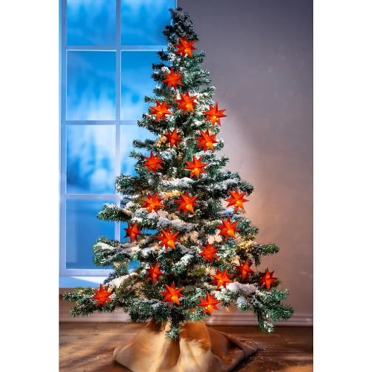 LED-Lichterkette Sterne rot 1,35m Weihnachtsdeko Leuchtdekoration Batterie – Bild 2