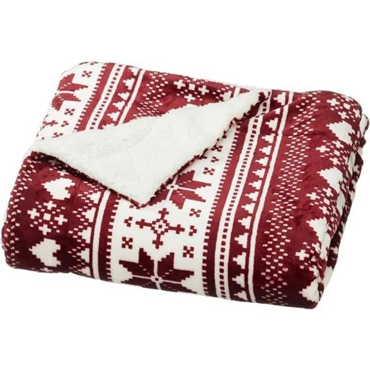Wohndecke, CEPEWA, Rot / Weiß gemustert, aus Polyester, 125 x 150 cm, Fleece – Bild 3