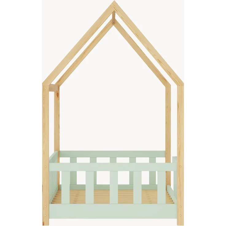 Hausbett Hesel mit Rausfallschutz 80x160 cm Mintgrün/Natur [en. casa] – Bild 7