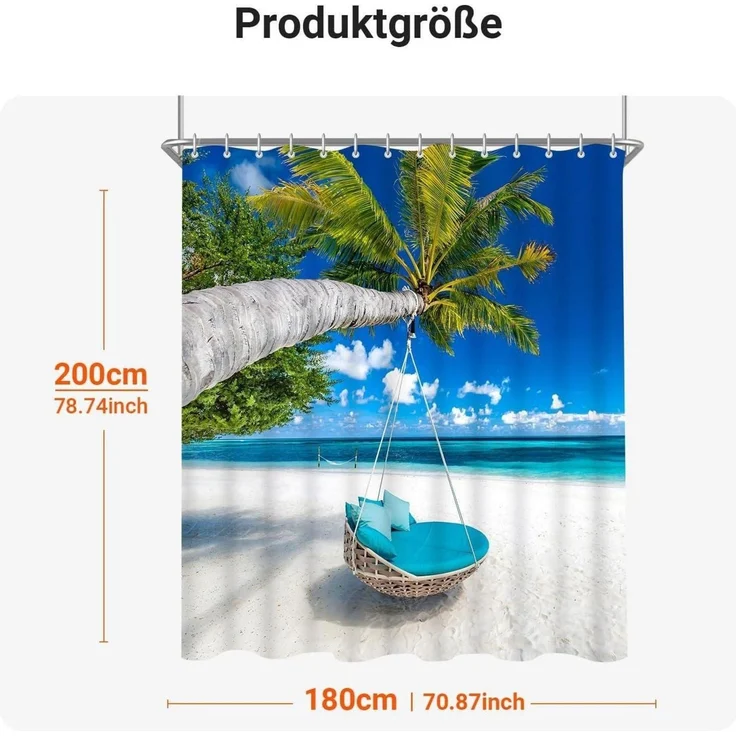 Duschvorhang Strandmuster 180x200cm Antischimmel, Wasserabweisend – Bild 6