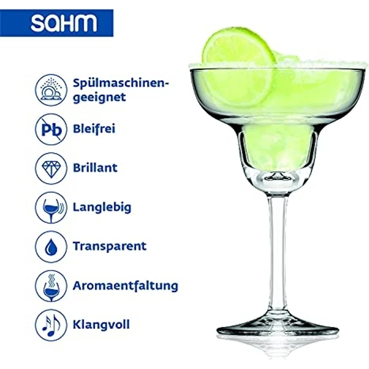 SAHM Gläser-Set Margarita Gläser 6er Set - 270ml Margarita Glas - Cocktailgläser, Sensorik Glas, 100% recycelbar – Bild 3