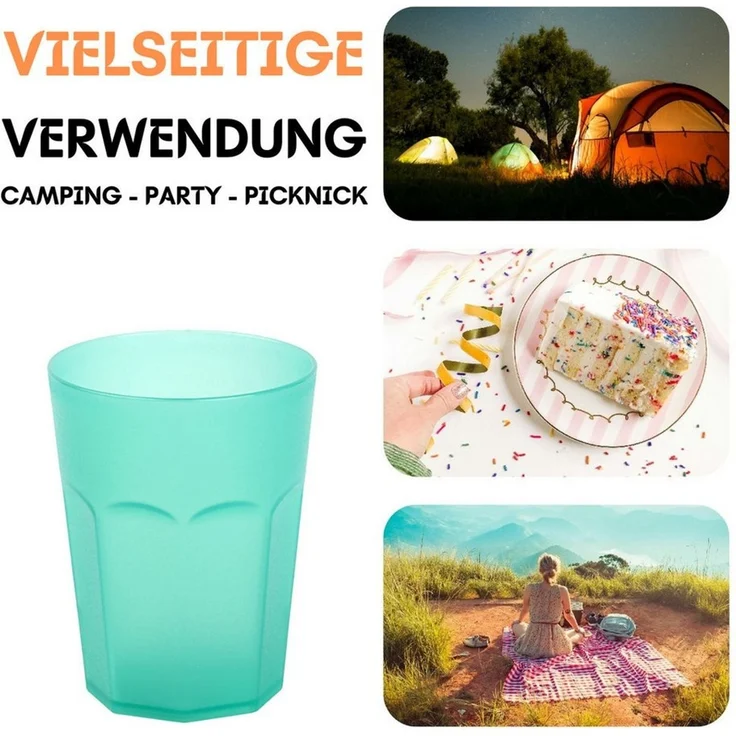 Engelland Becher Plastikbecher in modernen Neonfarben, Mehrweg, 10-tlg, Kunststoff, spülmaschinengeeignet, bruchfest, wiederverwendbar, 250 ml, 0,25 Liter – Bild 2