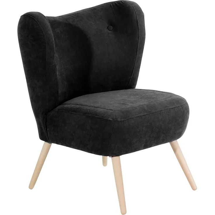 Sessel Kathy Bezug Veloursstoff Buche natur / schwarz 22646
