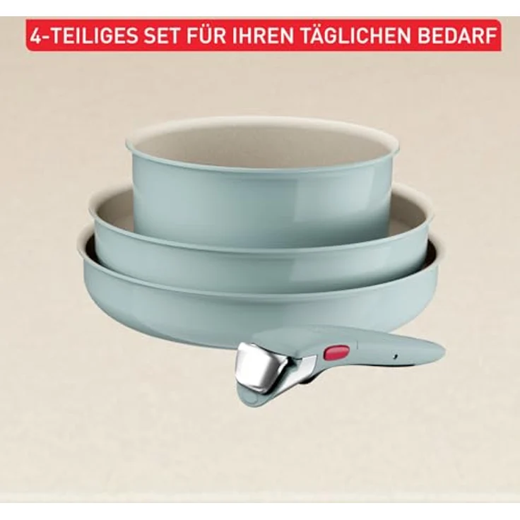 Tefal Ingenio Serenity Kochgeschirr-Set 4-teilig, Mineralia Antihaftversiegelung, platzsparend, stapelbar, für alle Herdarten, spülmaschinengeeignet, Eucalyptus, L8284S04 – Bild 8