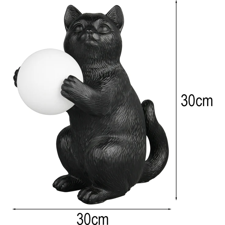Besondere Tischleuchte GATIO Katzenlampe Schwarz, Höhe 30cm – Bild 4