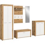 xonox. home Garderobe Jam X8BK6G02 Garderobenkombination Garderoben-Set in Wotan Eiche Nb, weiß, ca. 285 x 191 x 35 cm