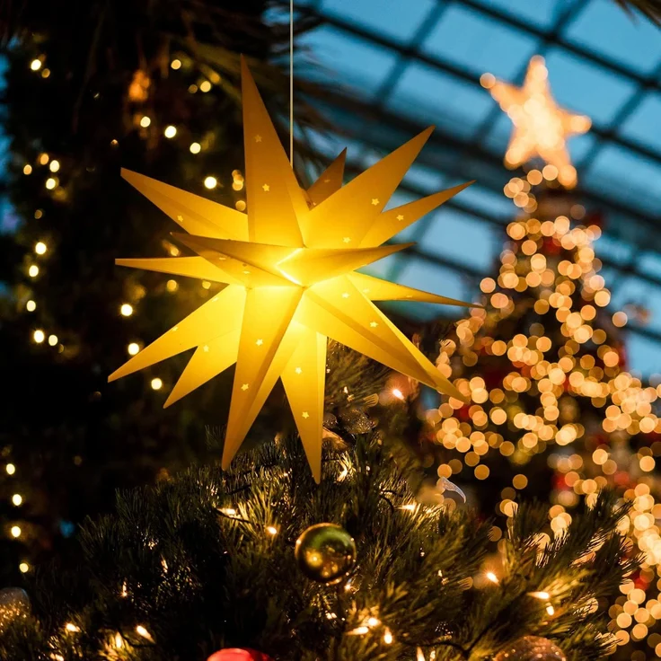 SALCAR 60cm Weihnachtsstern Beleuchtet Außen, 3D Leuchtstern – Bild 4
