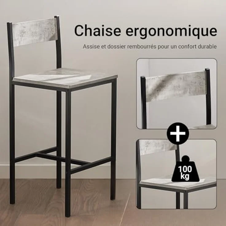 SoBuy Bartisch OGT03, Bartisch Set 3-teilig Esstisch Bistrotisch Balkonmöbel Bistromöbel – Bild 5