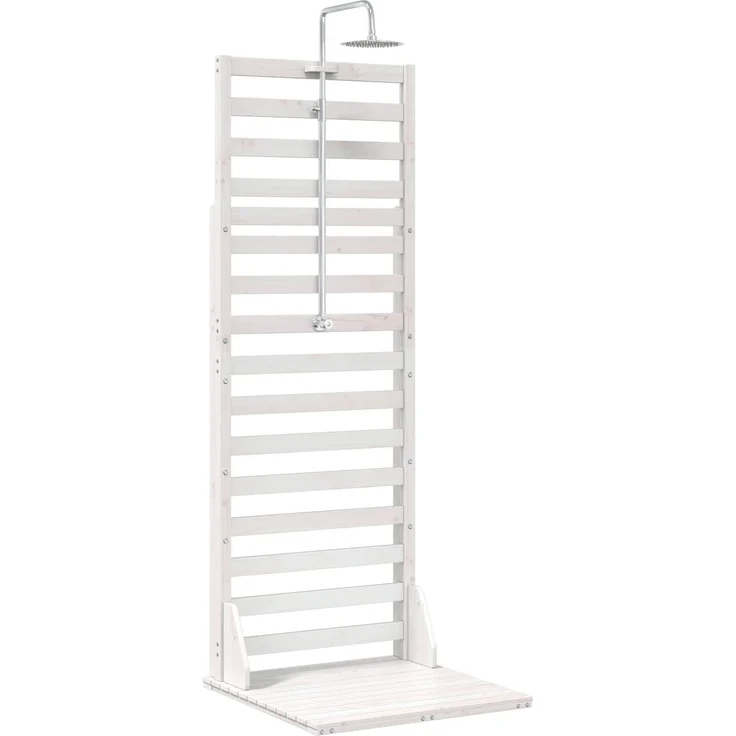 vidaXL Gartendusche 225 cm Massivholz Kiefer und Edelstahl Weiß 886349 – Bild 2