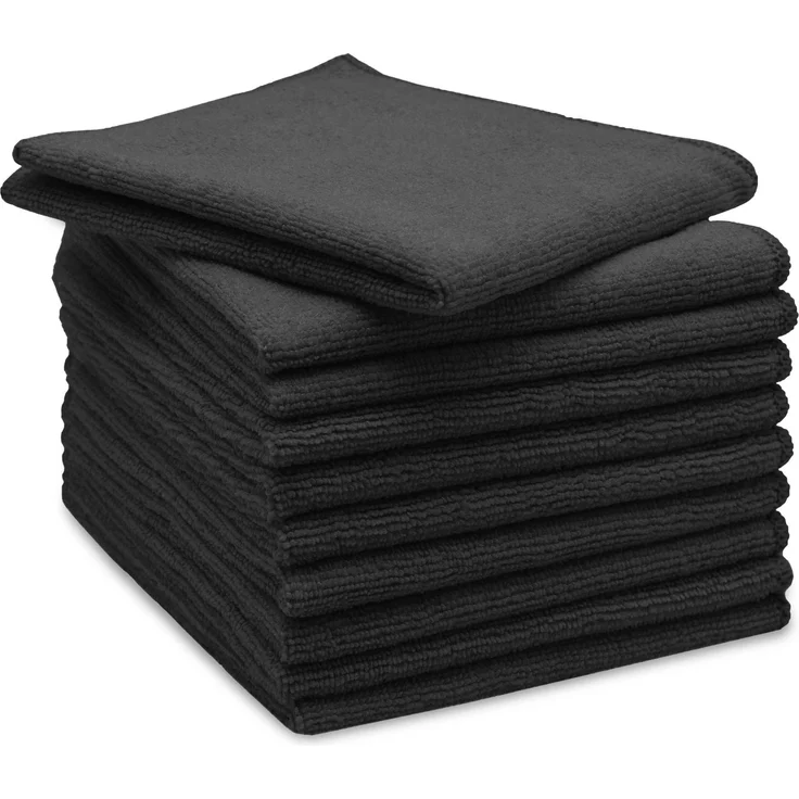 ZOLLNER 10er Set Mikrofasertücher für streifenfreien Glanz, saugstark, schwarz – Bild 1