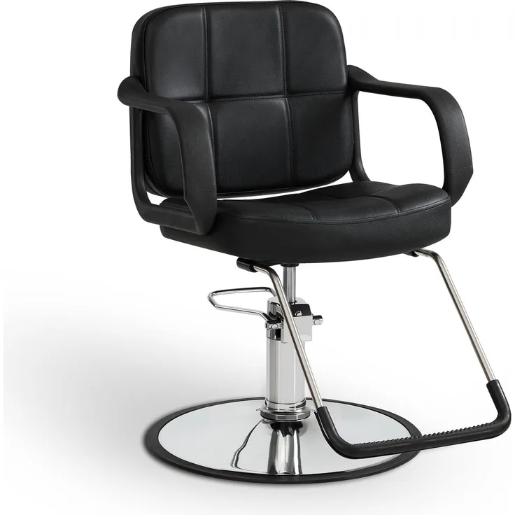 BarberPub Friseurstuhl, Friseursessel, Friseureinrichtung mit Hydraulikpumpe 360° Drehbar, Bedienungsstuhl Höhenverstellbar, Barber Stuhl Friseurstühle Kunstleder, 2043 (Schwarz)