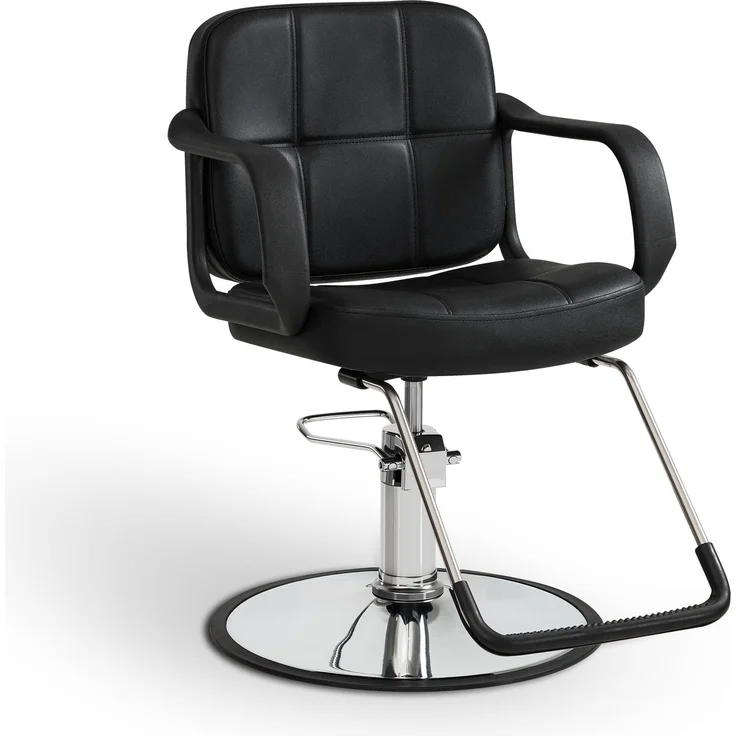 BarberPub Friseurstuhl, Friseursessel, Friseureinrichtung mit Hydraulikpumpe 360° Drehbar, Bedienungsstuhl Höhenverstellbar, Barber Stuhl Friseurstühle Kunstleder, 2043 (Schwarz) – Bild 1