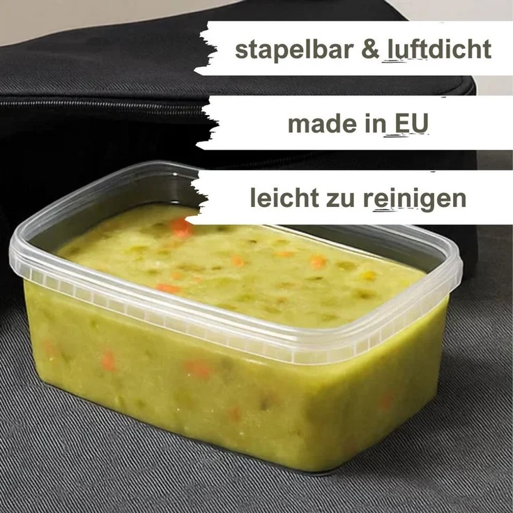 mikken Frischhaltedose Lebensmittelbox 1200 ml – Frischhaltedose & Deckel, (Spar-Set, 100-tlg, Vorratsset), Hitzebeständig bis 100 °C, geeignet für Schockfrostung, luftdicht – Bild 3