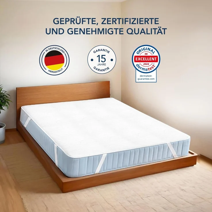 Dreamzie - Molton Matratzenschoner 100x200 cm 100% Baumwolle 300 GSM - mit 4 Eckgummis – Bild 3