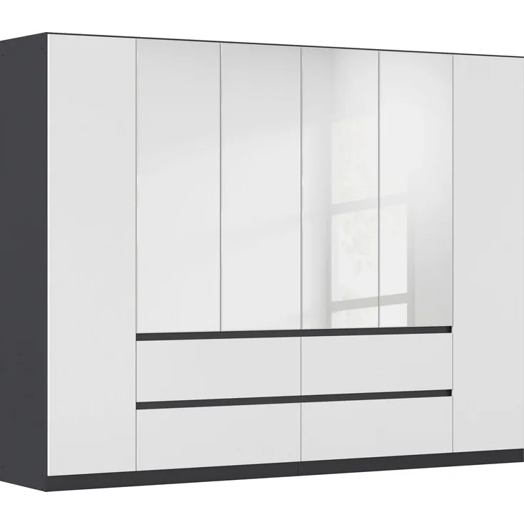 rauch Drehtürenschrank Kleiderschrank Schrank mit Spiegel Garderobe Garderobenschrank MAINZ grifflose Front mit Spiegel, Außentüren mit Push-to-Open Funktion