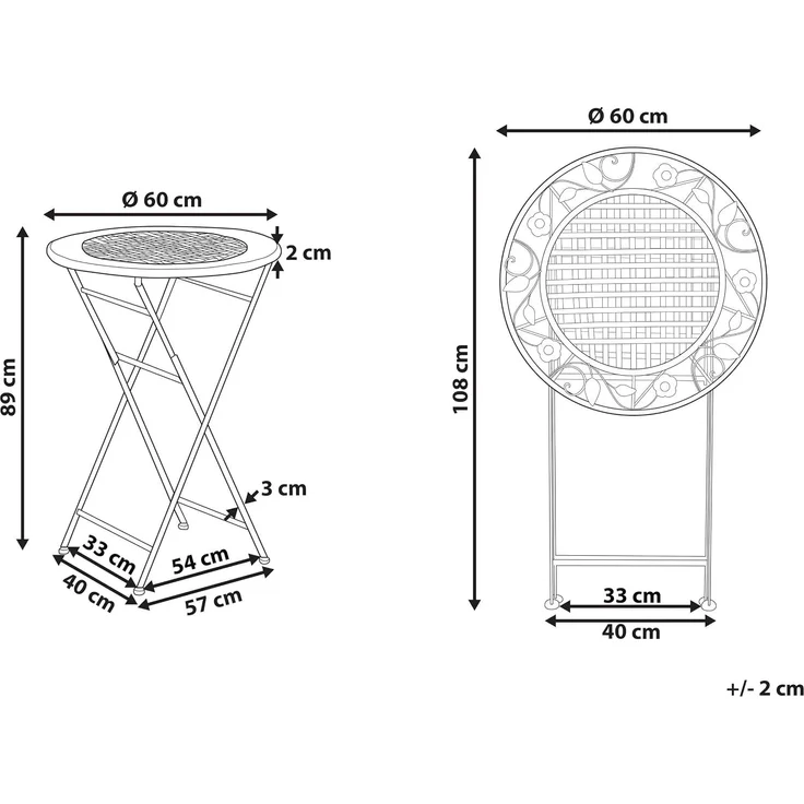 Beliani 'BIVIO' Garten Bartisch, Metall Hellgrün – Bild 3