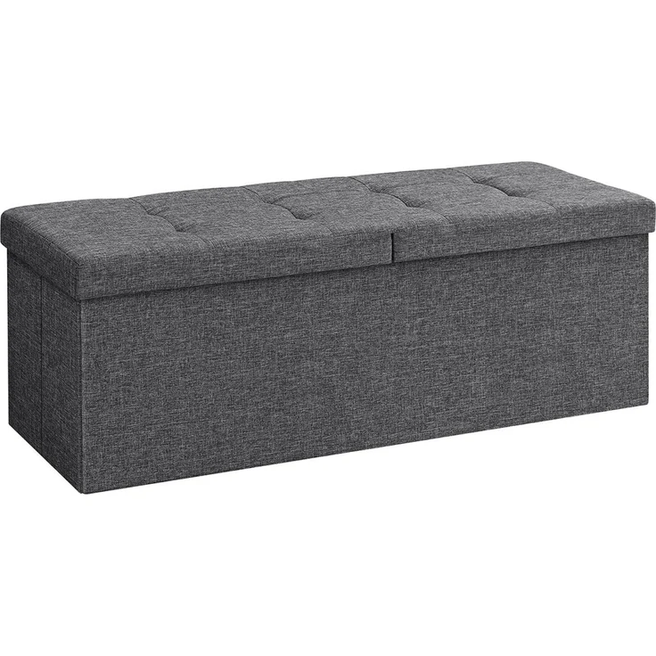 Faltbare Sitzbank Sitztruhe 120 L Halbdeckel Seitlich klappbar Max. Statische Belastbarkeit 300 kg Dunkelgrau 110 x 38 x 38 cm LSF76GYZ – Bild 1