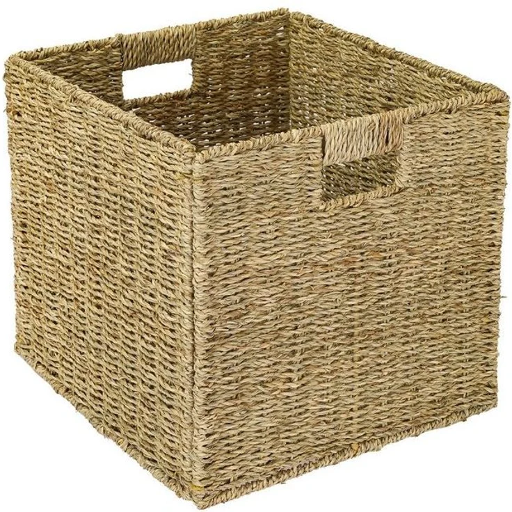 HMF Regalkorb Aufbewahrungskorb passend für KALLAX Regal, Korb geflochten aus Seegras mit Griffen, 32 x 34,5 x 32 cm, Natur – Bild 4