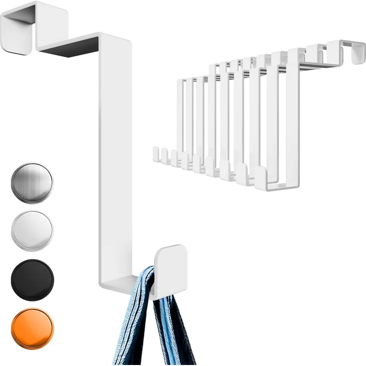 Aurelia Home flache Türhaken für Falztüren innen, 10er-Set, Edelstahl, Weiß – bis 8 kg – Bild 1